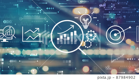 Data Analysis concept with blurred city lights 87984902