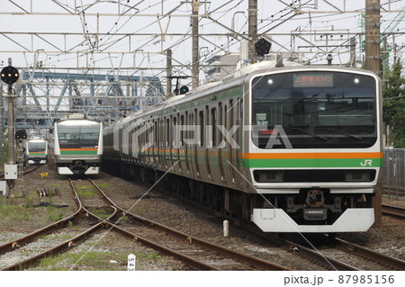 朝ラッシュの東海道線E231系（上野行） 87985156