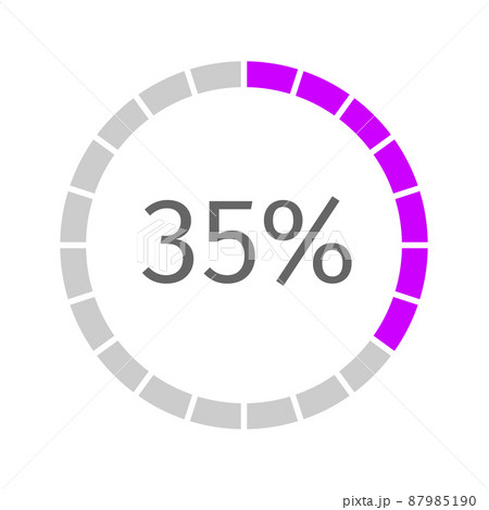 35 percent filled round loading bar segmented on sectors from 1 to 20. Progress, waiting or downloading icon. Infographic element for website interface 87985190