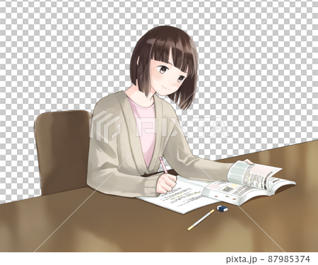 A young woman studying A young woman studying 87985374