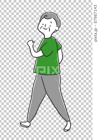Senior man walking cheerfully Senior man walking cheerfully 87987143