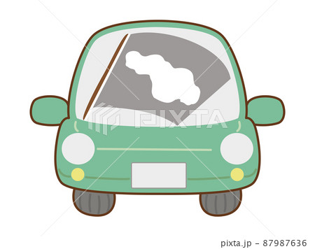 ワイパーゴムが劣化して 拭いた後にムラが出ている車の窓のイラスト素材
