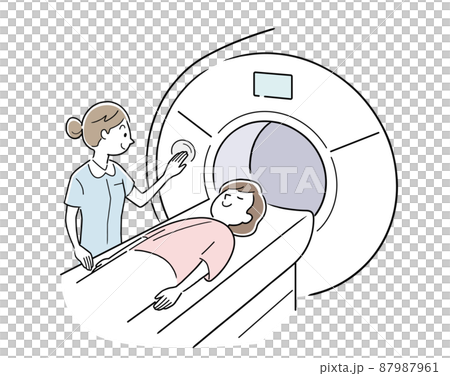 ベクターイラスト素材:MRI検査を受ける女性 ベクターイラスト素材:MRI検査を受ける女性 87987961