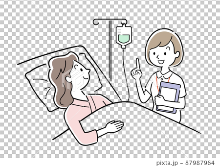 ベクターイラスト素材：入院中の女性と話す看護師 87987964