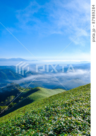 信州ビーナスライン・三峰山トレッキング　（山頂から浅間山方面の眺め） 87989284