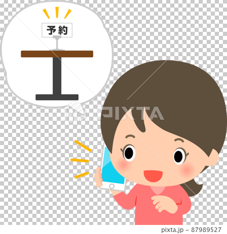 電話でレストランの予約を取る女性 87989527