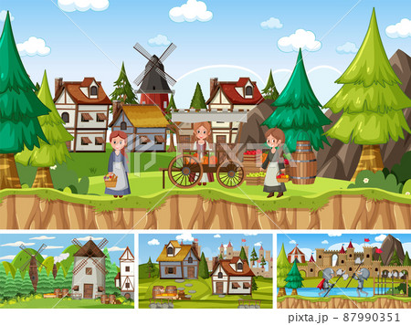 Set of different scene medieval Set of different scene medieval 87990351