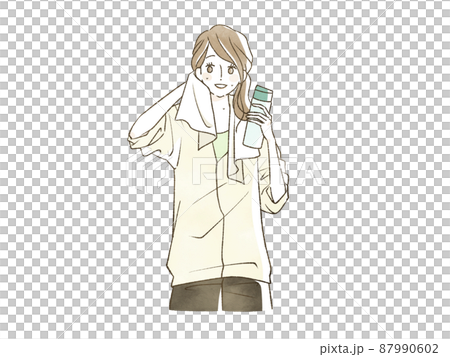 タオルで汗を拭いている女性 87990602