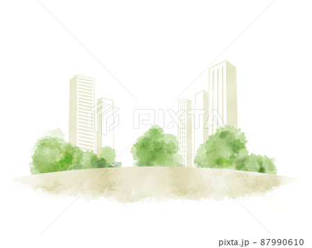 緑とビルのある風景 87990610