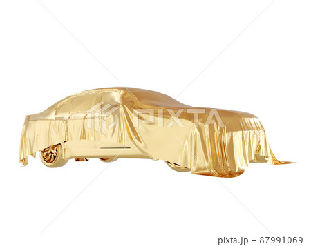 Presentation of the gold sport car. 3D rendering.  Presentation of the gold sport car. 3D rendering.  87991069