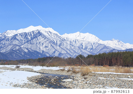 信濃大町山岳展望 早春の北アルプス後立山連峰 信濃大町山岳展望 早春の北アルプス後立山連峰 87992613