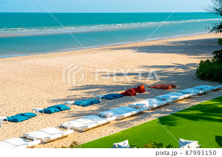 beach bean bag with sea background beach bean bag with sea background 87993150