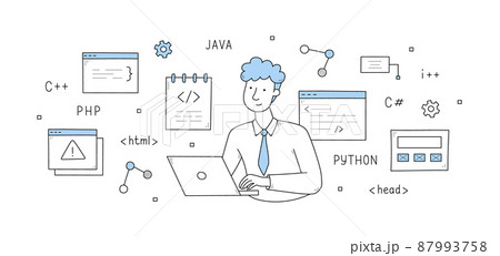 Programmer develop code doodle concept, developer 87993758