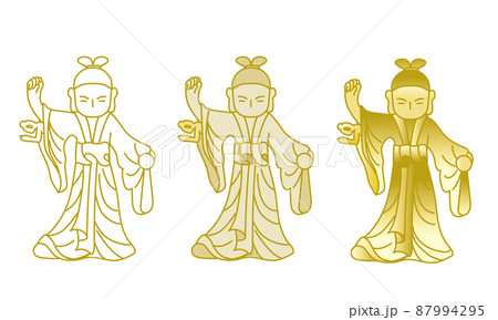 お釈迦様誕生！摩耶夫人の右脇から釈迦（仏陀）が生まれたイラスト 87994295