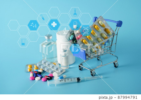 medicinal pills and antibiotics network connection medical technology and network concept shopping medicine medicinal pills and antibiotics network connection medical technology and network concept shopping medicine 87994791
