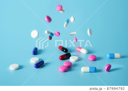 Medicine capsules medicinal pills shopping medicine Creative idea for health care 87994792