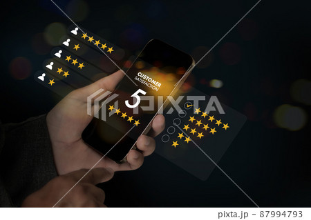 Online Review Concept Customer Experience feedback rating to service experience on online application service leading ranking of business Online Review Concept Customer Experience feedback rating to service experience on online application service leading ranking of business 87994793