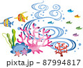 沖縄の伝統工芸琉球紅型の珊瑚デザイン 87994817