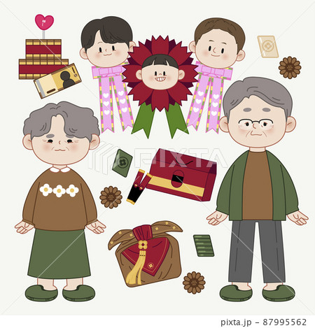 senior parents day sticker pack with carnation, wreath, bills, pocket money, cloth, gift set, yakgwa, rice cake senior parents day sticker pack with carnation, wreath, bills, pocket money, cloth, gift set, yakgwa, rice cake 87995562