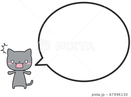 驚いているクロネコさんとシンプルな丸いふきだし 87996130