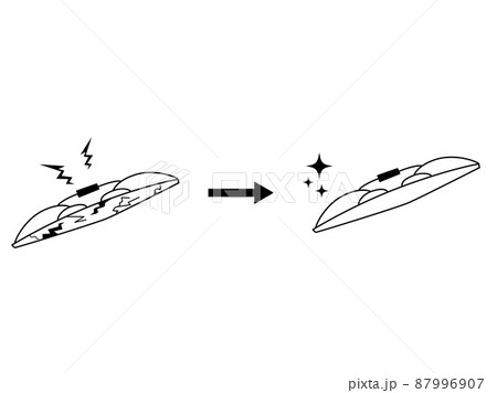 劣化したワイパーを交換するイラスト 87996907
