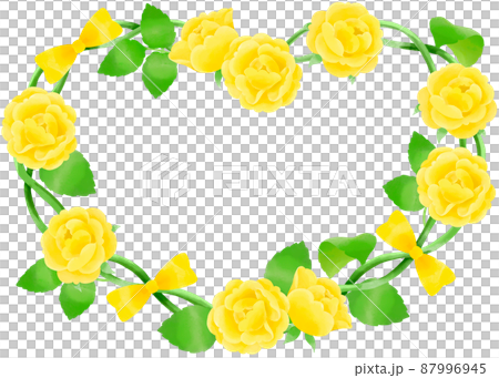 Yellow rose flower wreath (watercolor painting) 87996945