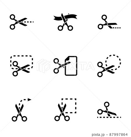 Set of simple icons on a theme scissors, vector, design, collection, flat, sign, symbol,element, object, illustration, isolated. White background Set of simple icons on a theme scissors, vector, design, collection, flat, sign, symbol,element, object, illustration, isolated. White background 87997864