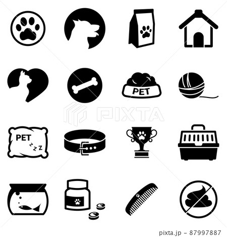 Set of simple icons on a theme pets, vector,...のイラスト素材 [87997887] - PIXTA