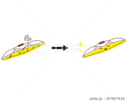 劣化したワイパーを交換するイラスト（顔あり） 87997916