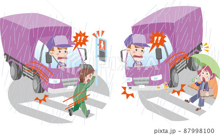 交通安全＜雨天時の横断歩道での交通トラブル（トラックドライバー）＞ 87998100