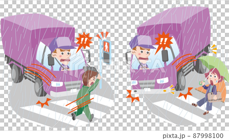 交通安全＜雨天時の横断歩道での交通トラブル（トラックドライバー）＞ 87998100