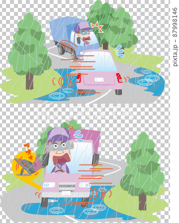 Road Safety <Truck Driver on a Curve on a Rainy Day> Road Safety <Truck Driver on a Curve on a Rainy Day> 87998146