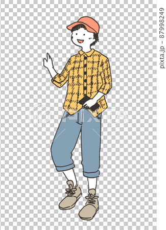 待ち合わせ相手に挨拶する男性 87998249