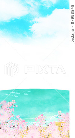 春の海 桜 背景素材 春の海 桜 背景素材 87998848