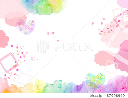 桜　水彩　カラフル　背景素材 87998940