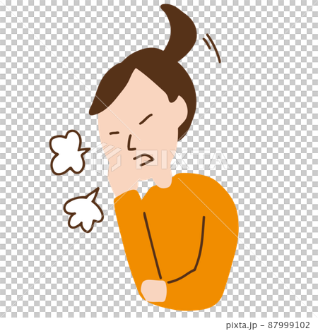 Illustration of a coughing woman 87999102