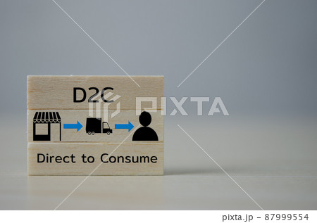 wooden cubes with Direct to Consumer D2C on table and copy space.Business concepts. wooden cubes with Direct to Consumer D2C on table and copy space.Business concepts. 87999554