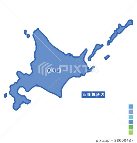 日本の地域図 日本地図 北海道地方 雨の日カラーで色分けしてみたのイラスト素材