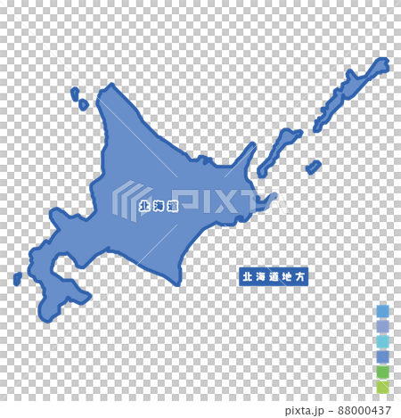 日本の地域図 日本地図 北海道地方 雨の日カラーで色分けしてみたのイラスト素材