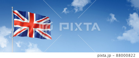 British flag isolated on a blue sky. Horizontal banner British flag isolated on a blue sky. Horizontal banner 88000822