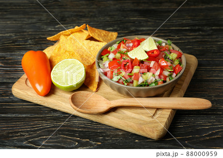 Mexican food concept with Pico de Gallo on wooden table 88000959