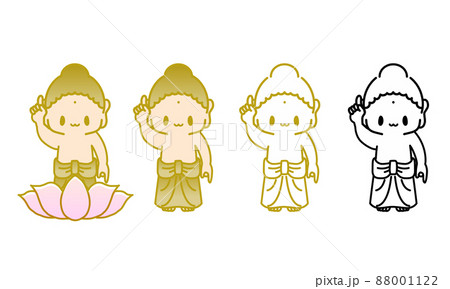 可愛い仏陀・お釈迦様・釈迦誕生仏・花祭り(灌仏会)天上天下唯我独尊のイラスト 可愛い仏陀・お釈迦様・釈迦誕生仏・花祭り(灌仏会)天上天下唯我独尊のイラスト 88001122