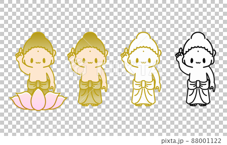 可愛い仏陀・お釈迦様・釈迦誕生仏・花祭り(灌仏会)天上天下唯我独尊のイラスト 可愛い仏陀・お釈迦様・釈迦誕生仏・花祭り(灌仏会)天上天下唯我独尊のイラスト 88001122