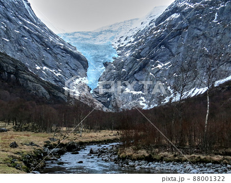 Briksdal glacier in Norway during winter 88001322