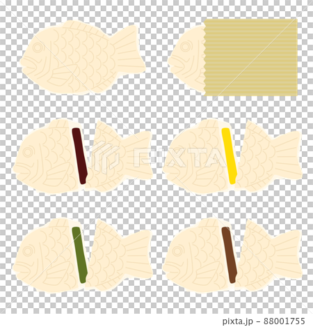 白たい焼きのイラストセット 白たい焼きのイラストセット 88001755