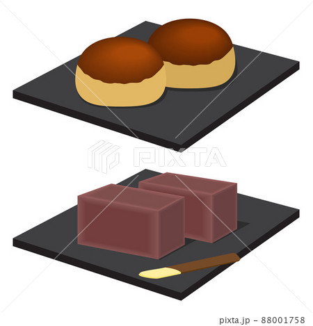 栗饅頭と羊羹のイラスト 88001758