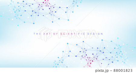 Scientific vector illustration genetic engineering, DNA helix, DNA strand, molecule or atom, neurons. Genomic sequences visualization. Abstract structure for Science or medical background. Scientific vector illustration genetic engineering, DNA helix, DNA strand, molecule or atom, neurons. Genomic sequences visualization. Abstract structure for Science or medical background. 88001823