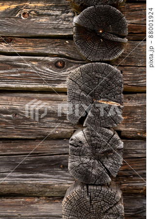 Wooden log cabin or felling texture or background Wooden log cabin or felling texture or background 88001924