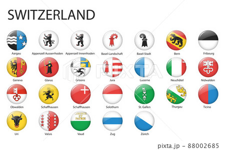 all Flags of regions of Switzerland template for your design 88002685