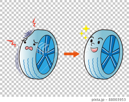すり減ったタイヤを交換するイラスト 88003953